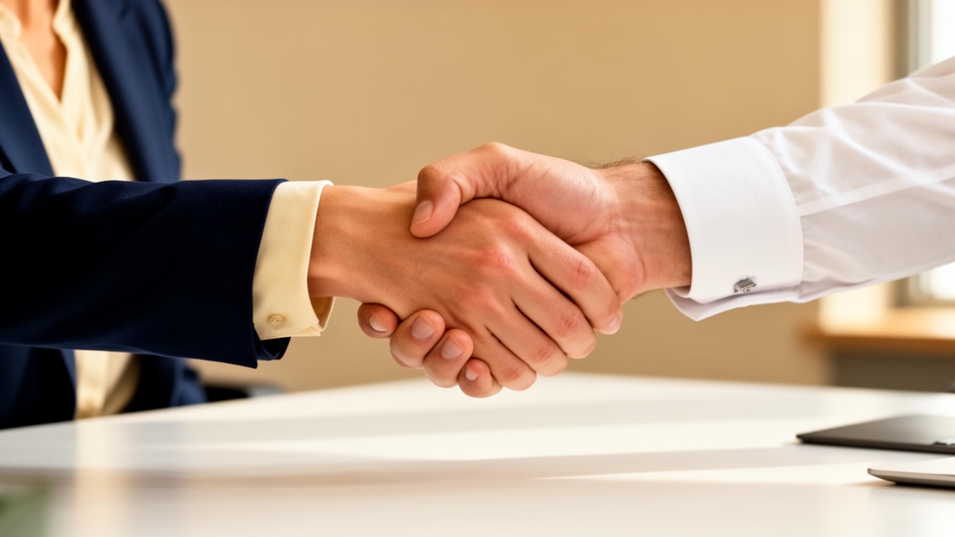 A professional handshake between two business partners